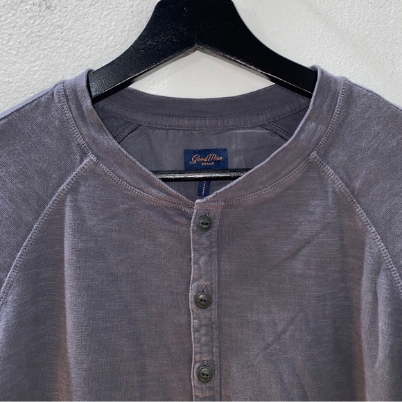 Goodman Brand Soft Slub Jersey Legend Henley Grey Size Medium - Picture 2 of 6